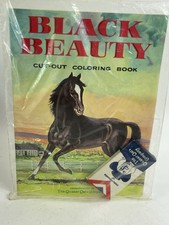 Vintage 1958 Black Beauty Cut-out Coloring Book Crayons Quaker Oats Company NOS picture