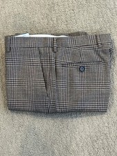 Etro Milano Men’s 50 34W Brown Plaid 100% Wool Pants Italy New No Tags picture