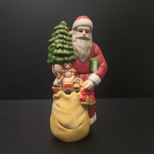 Vintage Collectible Santa Figurine Porcelain Christmas Naughty Nice list toy bag picture