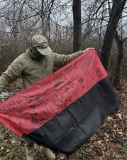 The Ukrainian flag with veterans' signatures. Glory to Ukraine.🇺🇦 picture