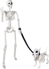 3 FT Human and Dog Skeleton Halloween Decor with Movable Joints picture