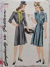 Vintage 1940s Simplicity Pattern Bust 34 Maternity (Or Not) Drop Pleat Dress picture