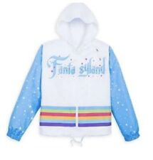 NEW Disney Parks Women's M Fantasyland Windbreaker Hooded Jacket Blue & Rainbow picture