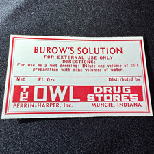 Lot of 3 Vintage Pharmacy Medicine Bottle Labels: Privine, Burow’s, Camphorated picture
