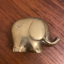 Vintage Small Chubby Solid Brass ELEPHANT Figurine Paperweight picture