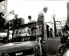 LG72 1959 Original Tony Garnet Photo CUBAN REVOLT Military Protest Graffiti Jeep picture