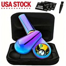 New 4Inch Stainless Magnetic Spoon Tobacco Smoking  Pipe 15 Filters Case picture