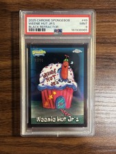 2025 Topps Chrome SpongeBob 25th Anniversary Black Weenie Hut Jr’s /10 PSA 9 picture