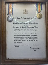 WWI BRITISH 1914-14 Named Campaign Medal Sets Framed Welcome Home Letter picture