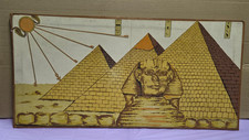 VTG 1980s Egyptian Canvas Print Great Pyramids Sphinx Aten Sun Disk 20x40