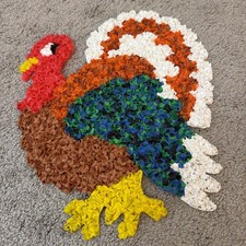 Nice, Vintage Thanksgiving Popcorn Plastic Turkey 15”x 12” MCM Holiday picture