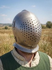 Medieval 18 Gauge Steel Perforated Close Helmet - Knight Armor for SCA, LARP picture