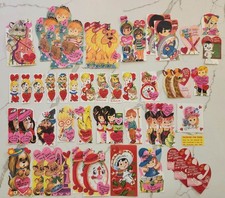 Lot of 48 Old Vintage 1960s/1970s Children Kids VALENTINES Unused New Fun Folds picture
