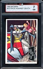 1966 TOPPS USA BATMAN BLACK BAT #53 Race Against Death KSA 7 NM Card picture
