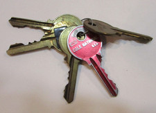 Five Vintage Cole National etc. Door Lock Padlock Keys with Ring T picture