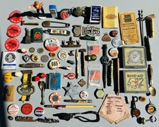 Vintage Estate Junk Drawer Advertising Lot Coin Knife Watch Climax Poker Chip picture