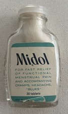 Vintage MIDOL 30 Tablet Glass Bottle , 3” Rare Medicine Collectors Small Orig picture