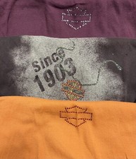 (3) Three Original HD Harley Davidson  Tank Tops Print or Rhinestones Bling Logo picture