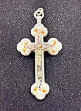 Antique Joseph Anton Stocker Micro Mosaic Silver Crucifix Pendent  picture