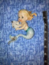 Vintage 1950’s Norcrest Mermaids Two Ceramic Wall Plaques Figurines Lot of 2 picture