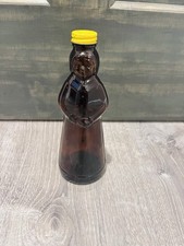 VTG Mrs Butterworth Glass Bottle with Metal Cap Amber Brown picture