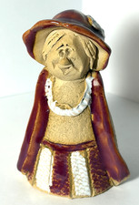 Vintage Hand Made Gill Tilley Wales Lady w Pearls Candle Snuffer w Original Tag picture