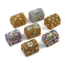 Set of 7 Multi Color Wooden Beaded Treasure Chest Jewelry Organizer Box Decor picture