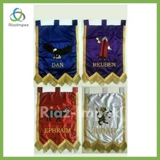 Masonic Royal Arch Veil Banners Set of 4 Satin Embroidered Ceremonial Regalia  picture