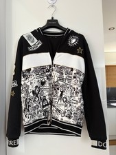 DOLCE & GABBANA Graphic Sacred Heart Bomber Jacket Black/White Size 11/12 picture