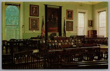 Warrenton VA Fauguier County Court House John Marshal Painting c1958 Postcard picture