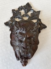 Antique Bacchus Dionysus Devil Satyr Head Cast Iron Wall Mount Match Safe  COZZI picture