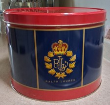 VINTAGE RALPH LAUREN COLLECTORS BIG METAL TIN SUPER RARE 90S EMBROIDERED LOGO  picture