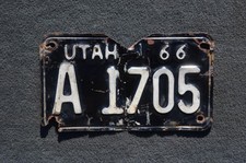 1966 Utah MOTORCYCLE License Plate picture