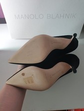 Manolo Blahnik Black Velvet Crystal Embellished Pumps Pointed Toe EU 37.5 US 7 picture