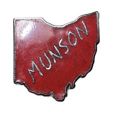 Vintage Munson Ohio State-Shaped Red Enamel Lapel Vest Hat Pin J9 picture