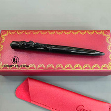 CARTIER Panthère de Cartier Large All Black Ballpoint Pen Panther Clip Rare picture