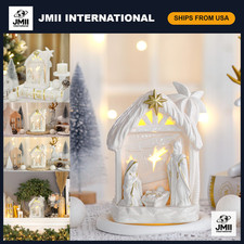 Lighted Christmas Nativity Scene Set - Indoor Ceramic Manger Decor Gift picture