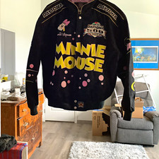 JH Design Disney Minnie Mouse Daytona 500 2004 Black Jacket Size M picture