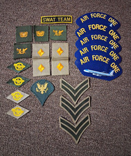 Vintage US Army Rank Insignia & Air Force One Patch Lot 15 Pcs Sew-on Iron-on picture