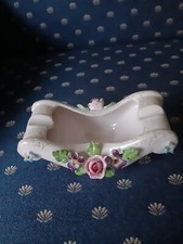 Vintage Hand Painted Lefton China Ash Tray Pink w/Flowers HandPainted picture