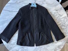 AKRIS Black Wool Zippered Boxy Jacket, FR 46 US 14 picture