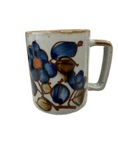 Otagiri Style Mug Speckled Stoneware Pedestal Abstract Floral Japan MCM Mod 70s picture