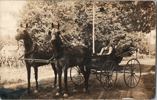 RPPC Men in Wagon Horses Real Picture Postcard picture