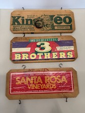 Lot of 3  Vtg Wood Fruit Grapes Box Crate Advertising End Boards w/ Labels picture