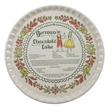 Vintage 1983 Royal China German Chocolate Cake Recipe Plate Folk Art Decor picture