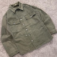 Vintage 1940s WWII 34R US Army Jacket HBT Herringbone 13 Stars Twill Shirt Coat picture