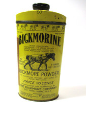 Antique 1920s Bickmorine Bickmore Powder Tin Veterinary Equine Horse Cattle NOS picture