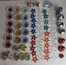 69 Vtg Christmas Dioramas Stars Reflectors Glo Brite Bradford Bells Hard Plastic picture