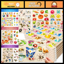8 Wooden Puzzles for Toddlers 1-3 - Montessori Puzzles Ages 2-4 in a Rack picture
