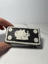 VTG 60’s Wedgwood Black Basalt Jasperware Trinket dish picture
